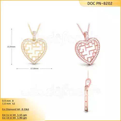 light weight yellow gold  diamond pendent -DOC-P8202