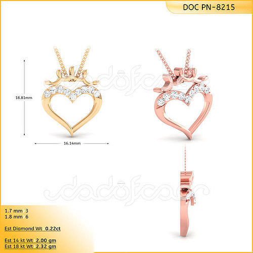light weight yellow gold  diamond pendent -DOC-P8215 3D print model