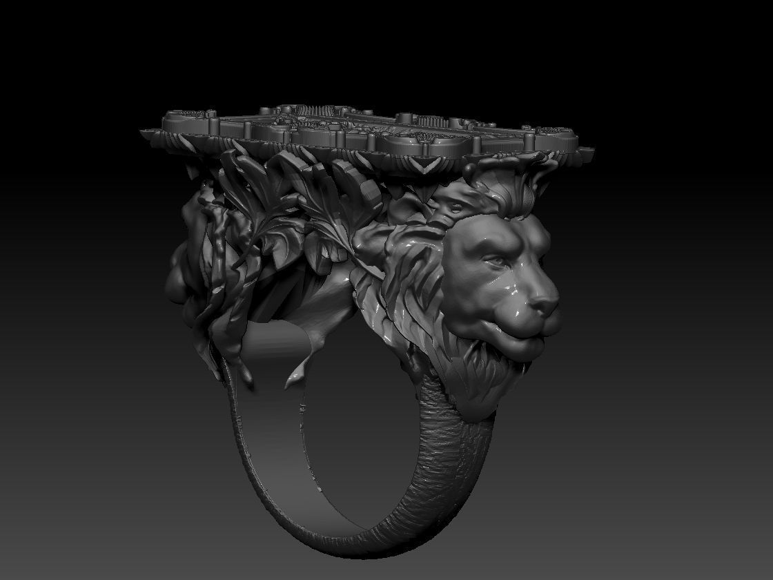 Last Supper Bas-Relief with lion head ring 3D print model 3D print model_11