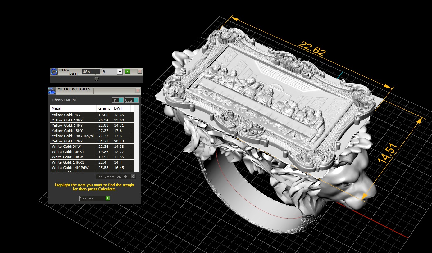 Last Supper Bas-Relief with lion head ring 3D print model 3D print model_7