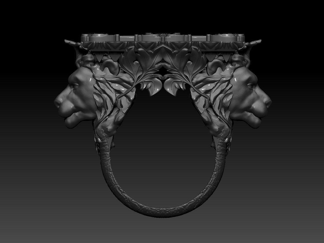 Last Supper Bas-Relief with lion head ring 3D print model 3D print model_9