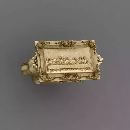 Last Supper Bas-Relief with lion head ring 3D print model