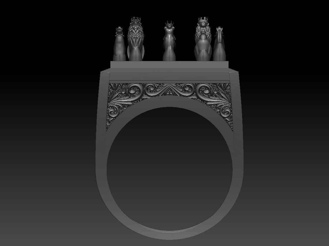 Beautiful Chess Animal Enemal  Ring 3D print model 3D print model_8