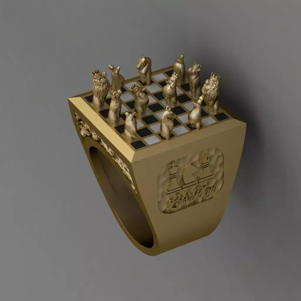 Beautiful Chess Animal Enemal  Ring 3D print model 3D print model_0