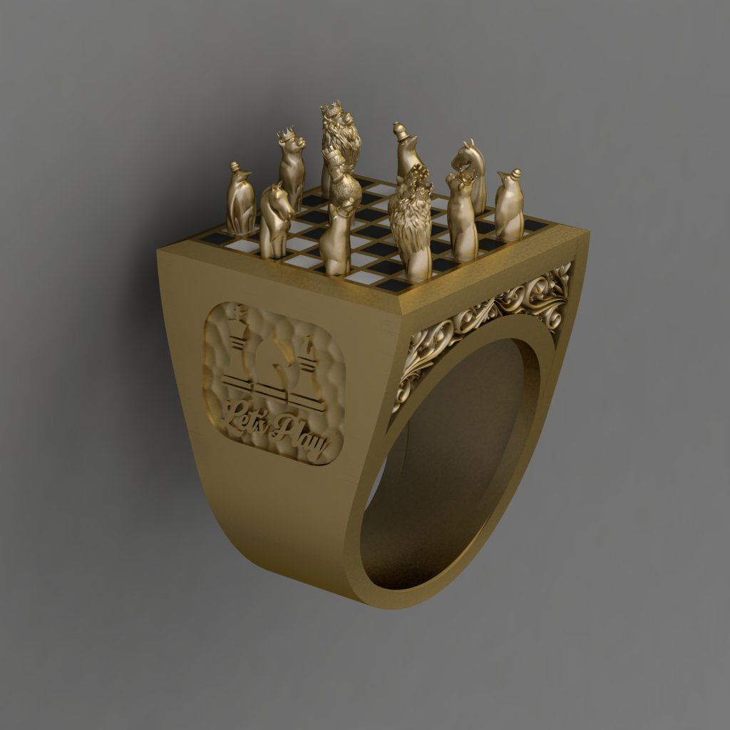 Beautiful Chess Animal Enemal  Ring 3D print model 3D print model_1