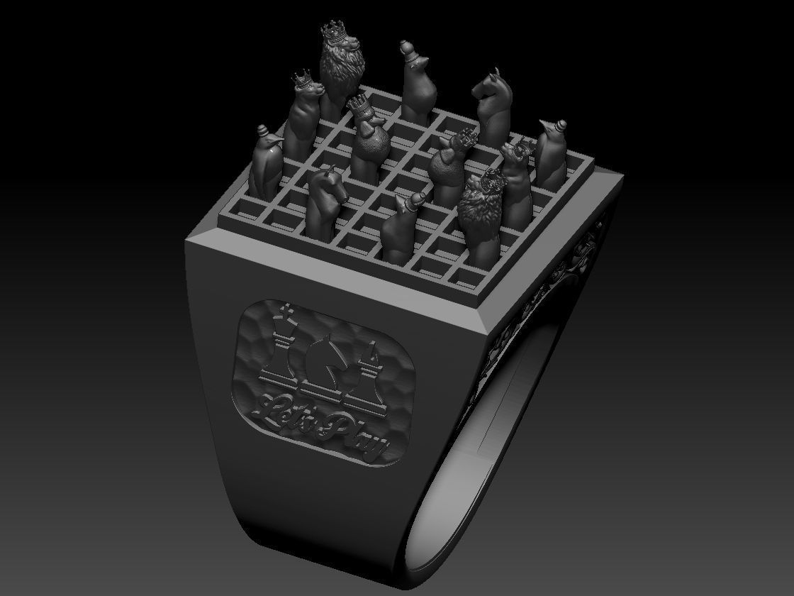 Beautiful Chess Animal Enemal  Ring 3D print model 3D print model_3