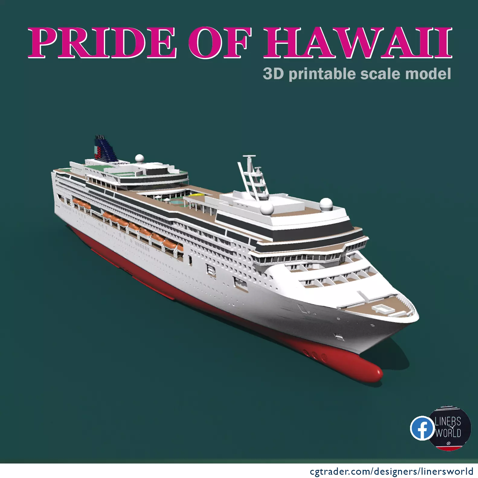 Pride of Hawaii NCL cruise ship printable model 3D print model_0