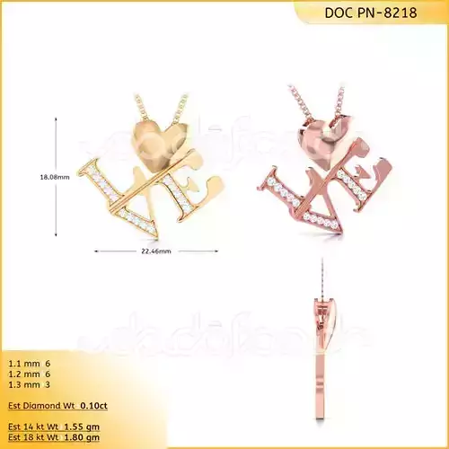 light weight yellow gold  diamond pendent -DOC-P8218