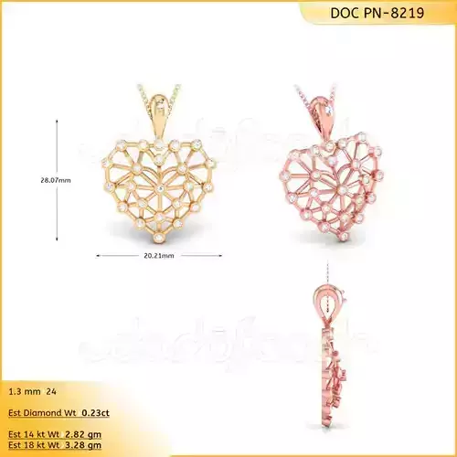 light weight yellow gold  diamond pendent -DOC-P8219