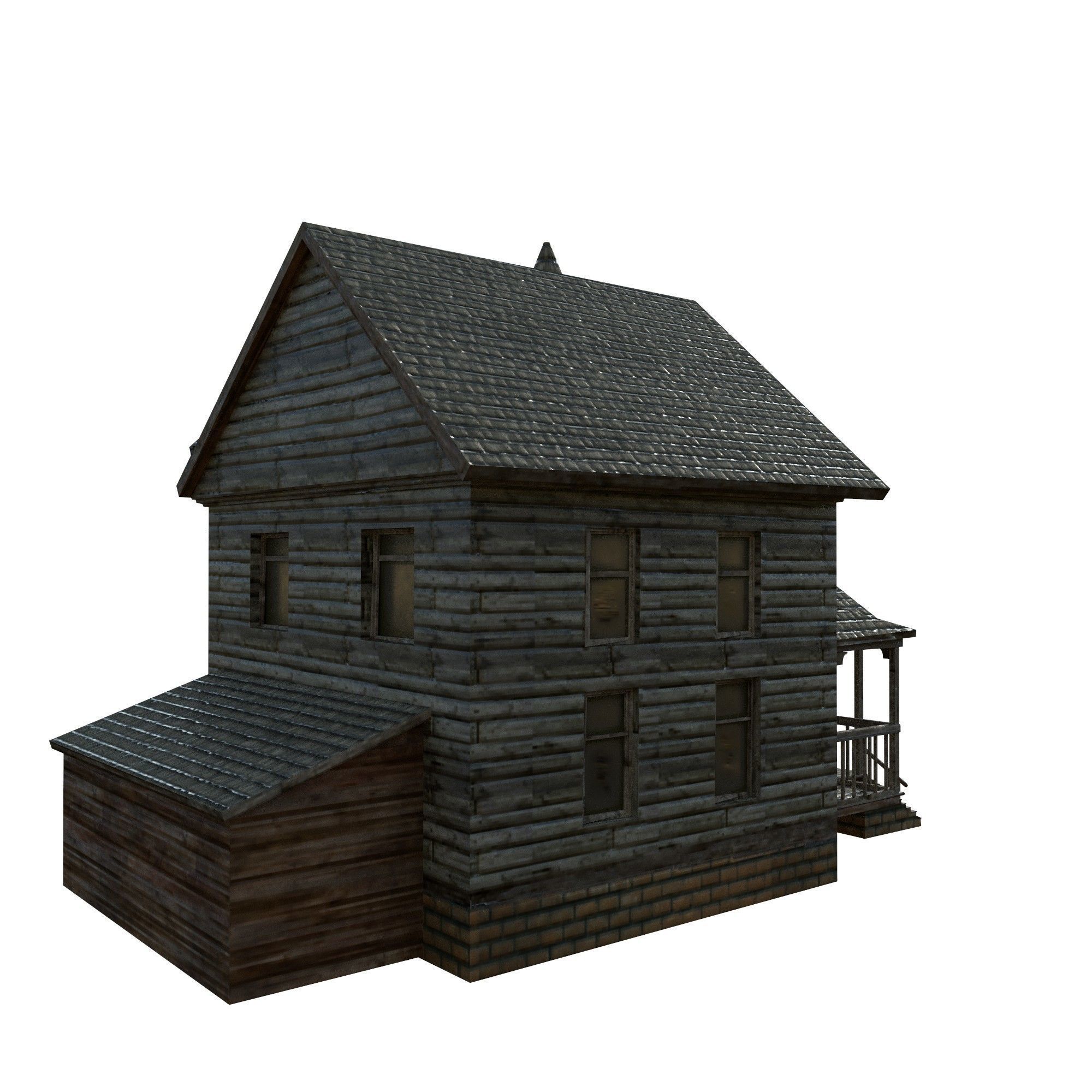 Mansion old new PBR texture Low-poly 3D model_3