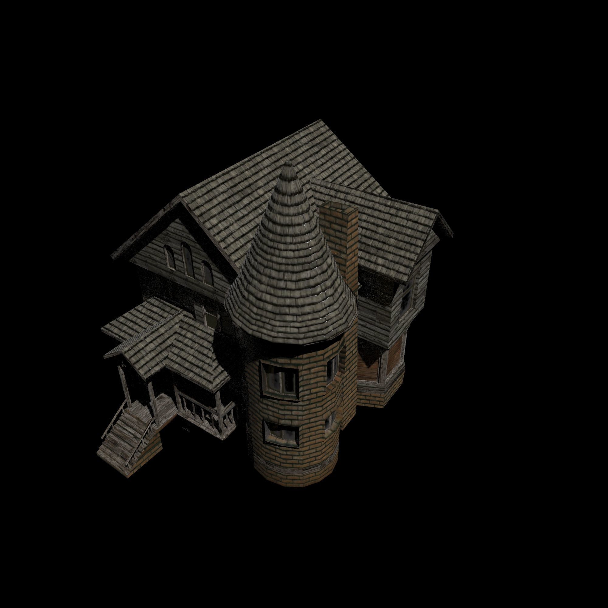 Mansion old new PBR texture Low-poly 3D model_7