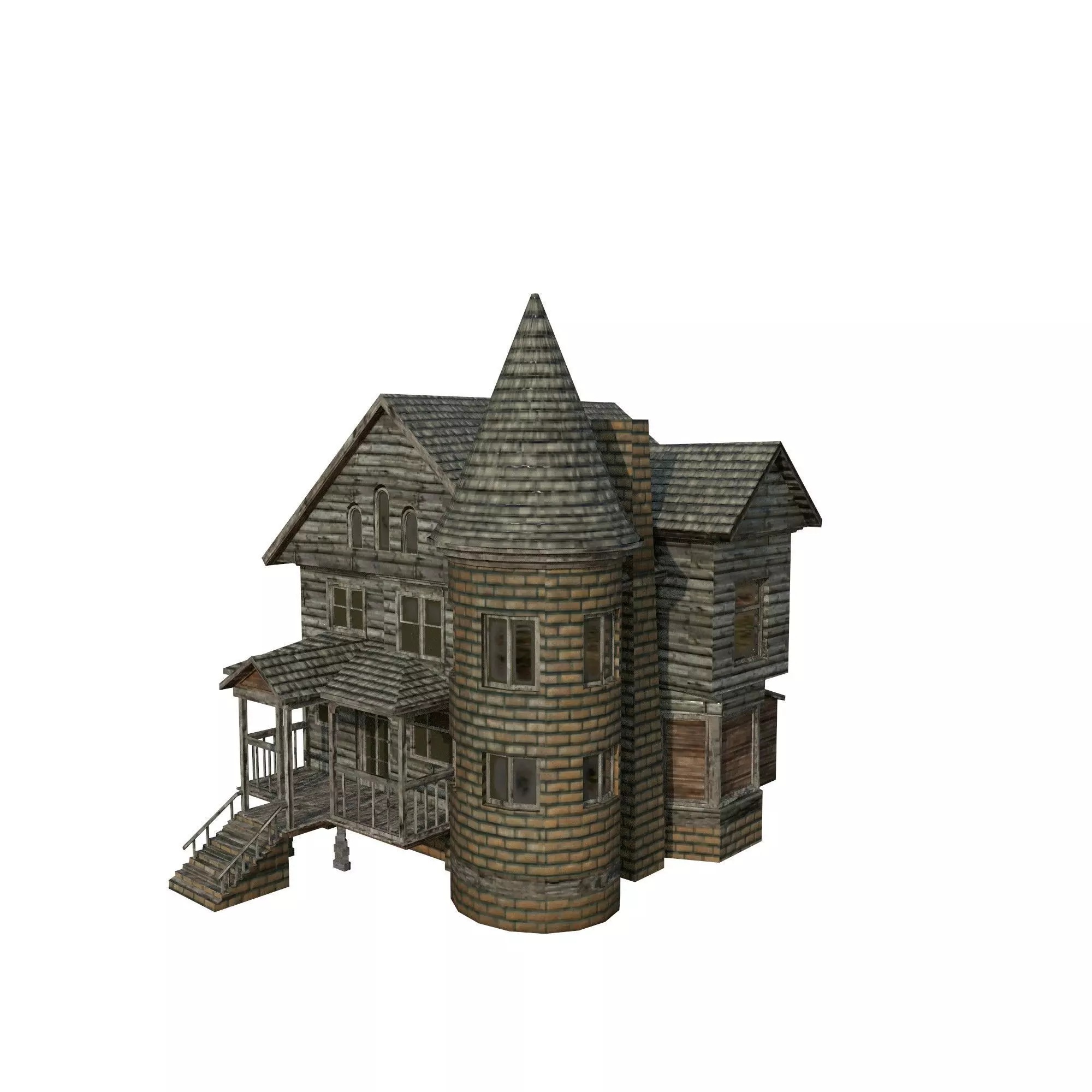 Mansion old new PBR texture Low-poly 3D model_0