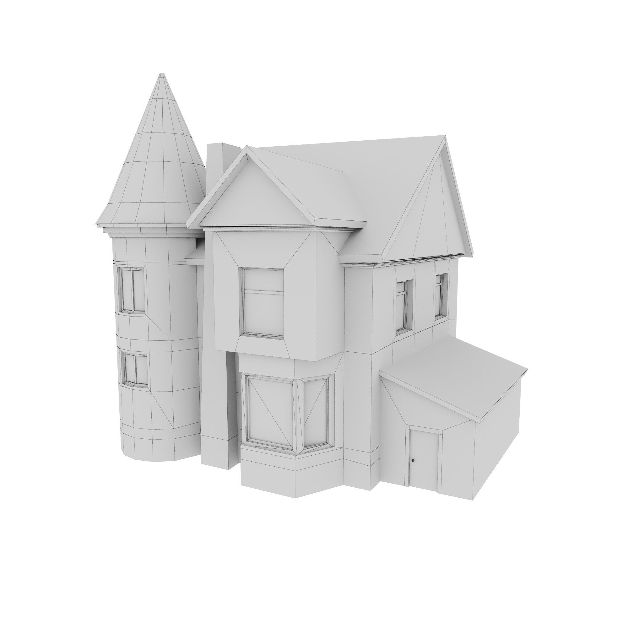 Mansion old new PBR texture Low-poly 3D model_9