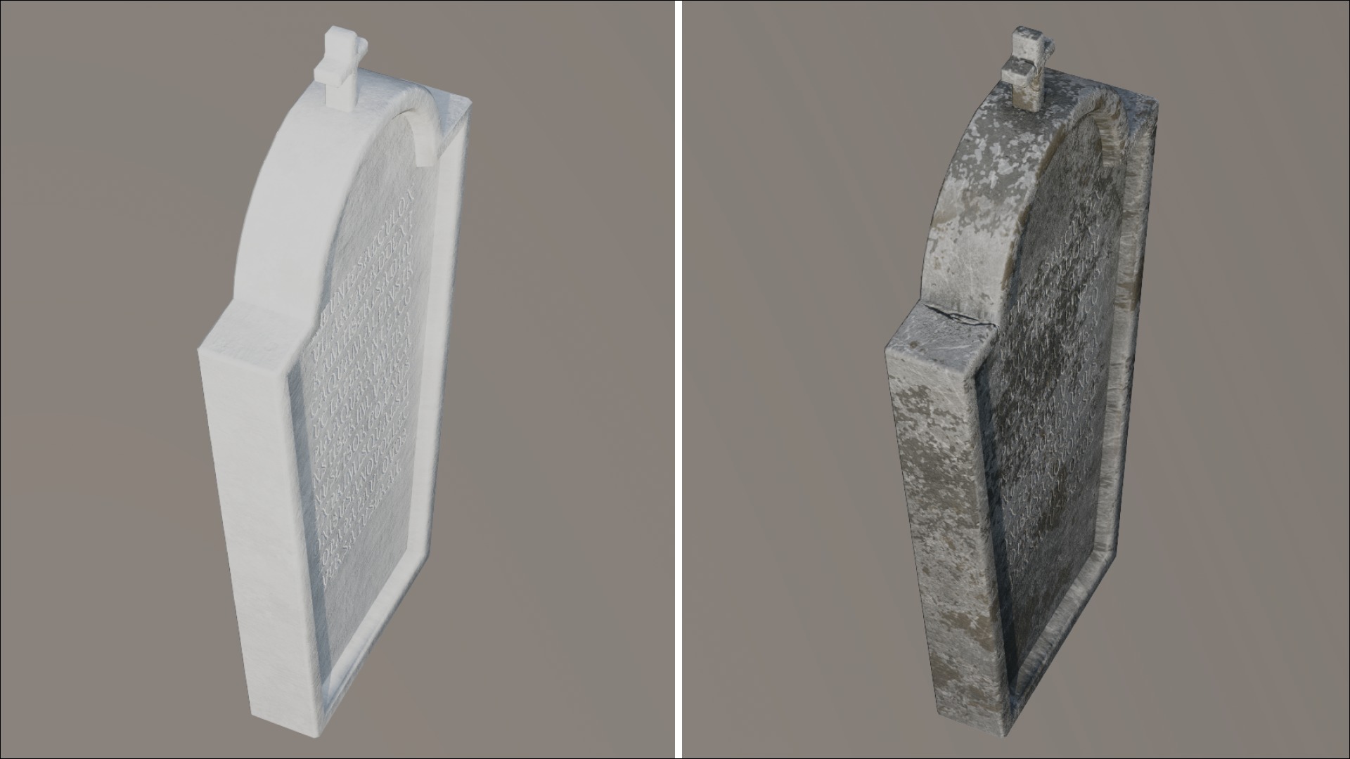 Old Dirty Tombstone Cross christian tomb Low-poly 3D model_3