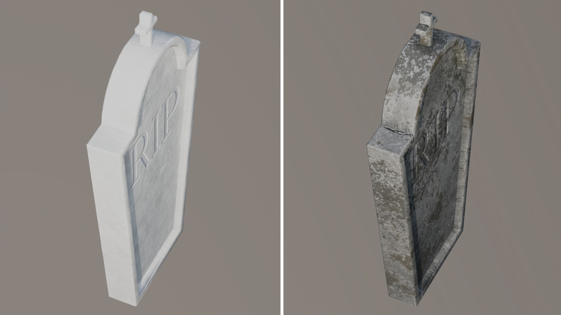 Old Dirty Tombstone Cross christian tomb Low-poly 3D model_1