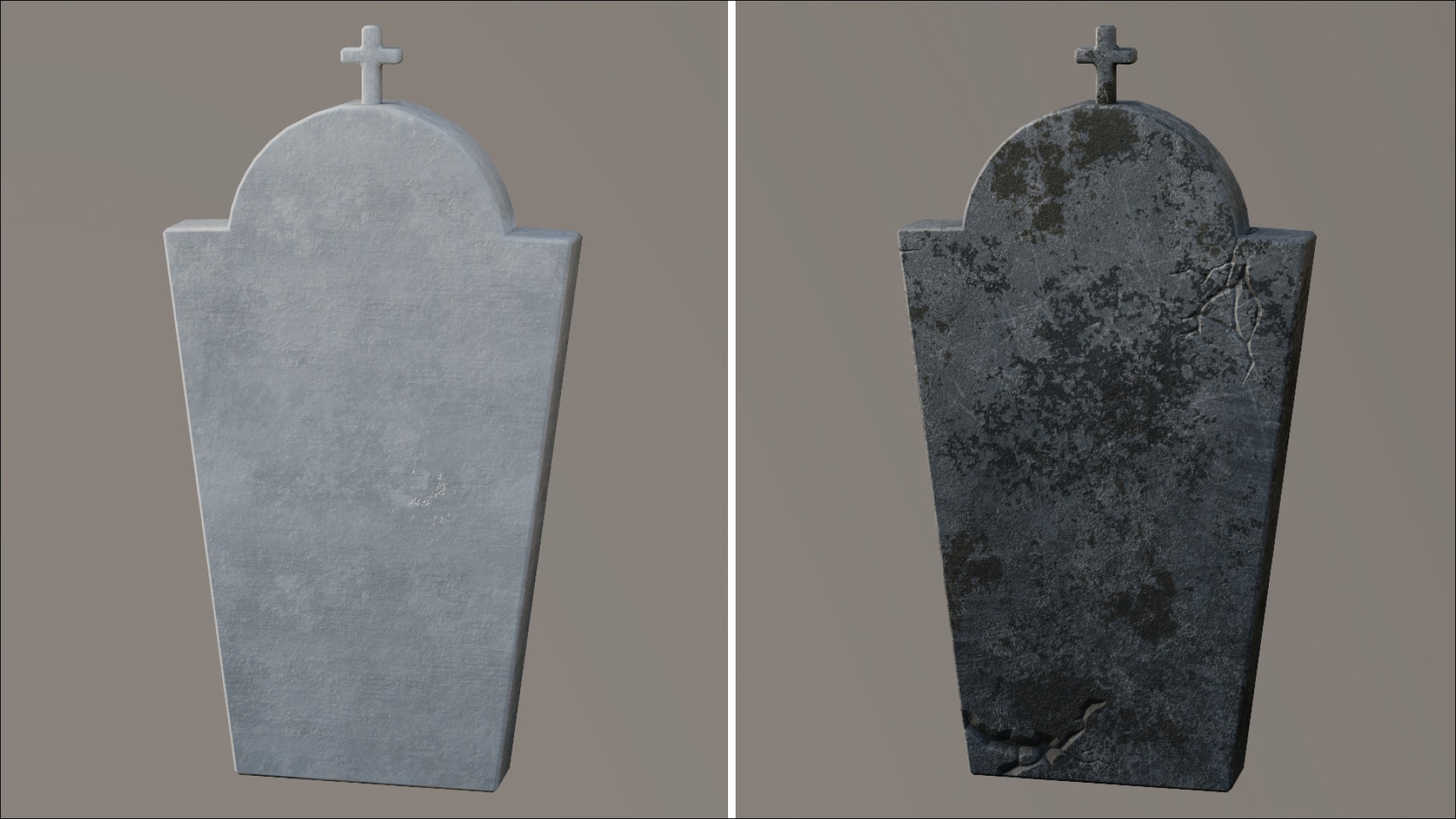 Old Dirty Tombstone Cross christian tomb Low-poly 3D model_2