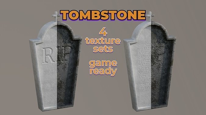 Old Dirty Tombstone Cross christian tomb Low-poly 3D model