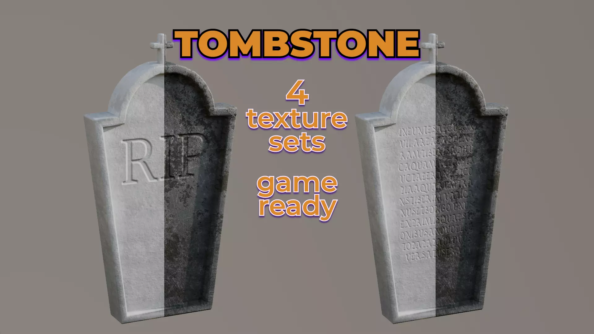 Old Dirty Tombstone Cross christian tomb Low-poly 3D model_0
