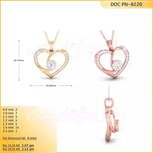 light weight yellow gold  diamond pendent -DOC-P8220