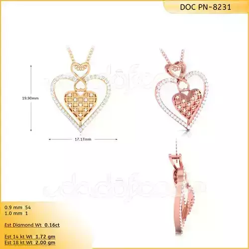 light weight yellow gold diamond pendent -DOC-P8231