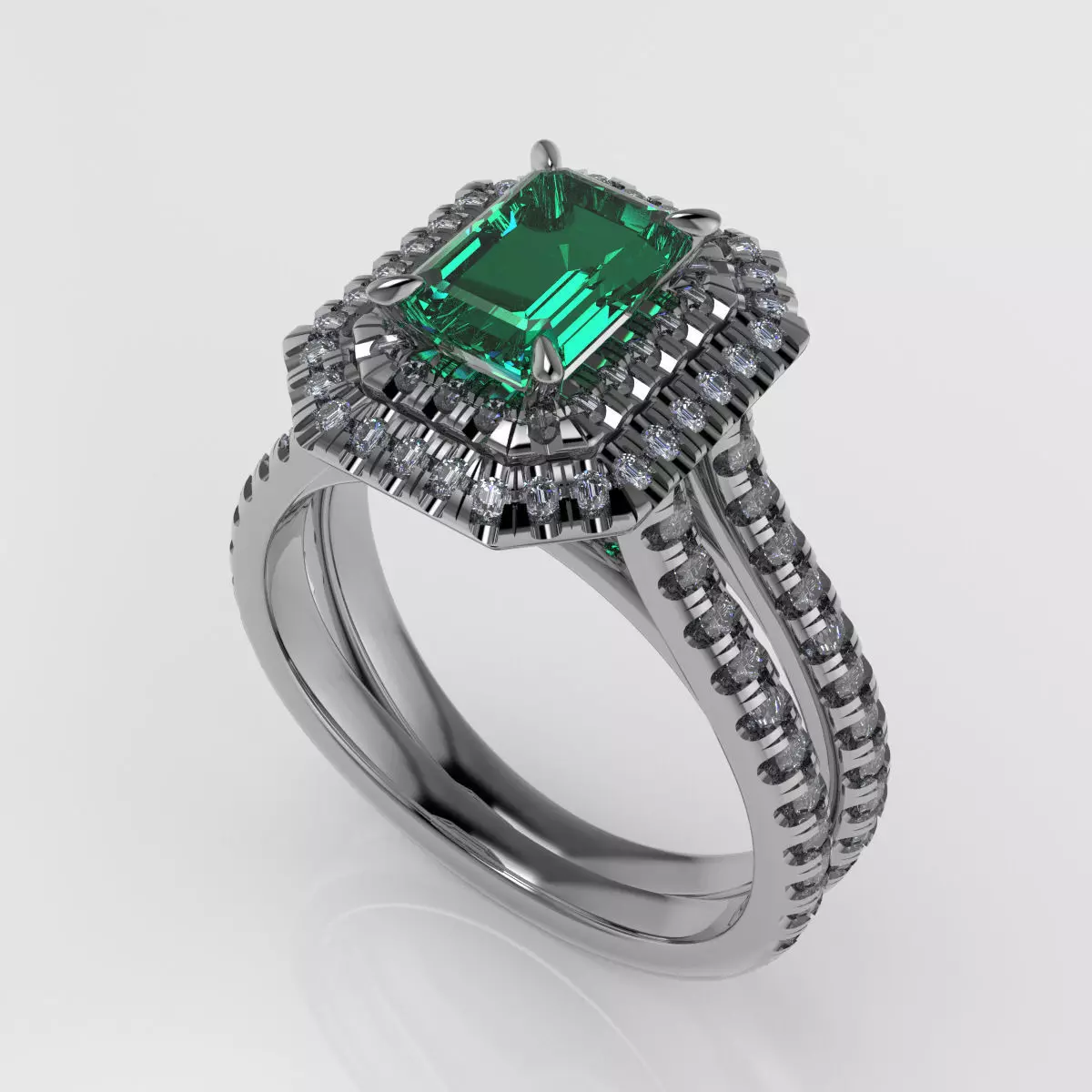 Double Halo French Style Ring 3D model 3D printable | CGTrader