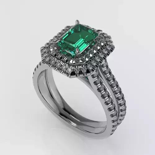 Double Halo French Style Ring