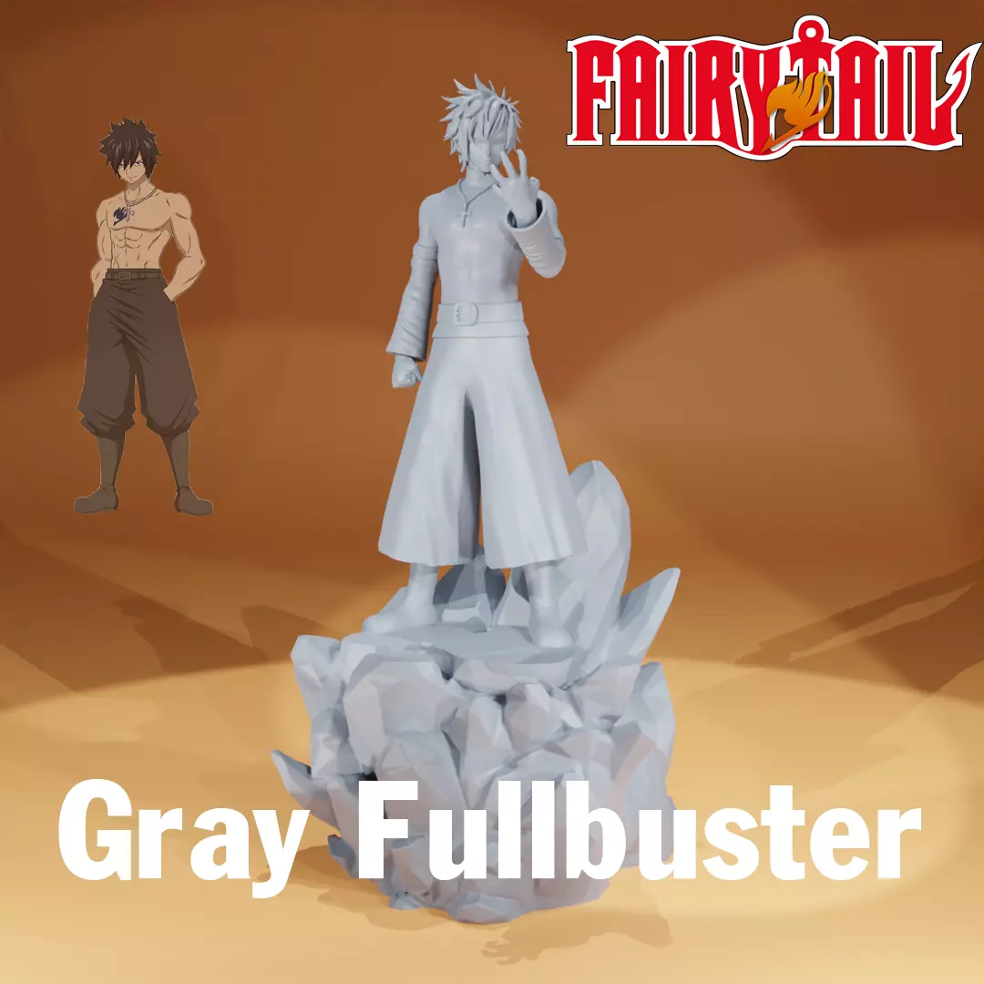 Fairy Tail - Gray Fullbuster - 3d print - split part 3D print model