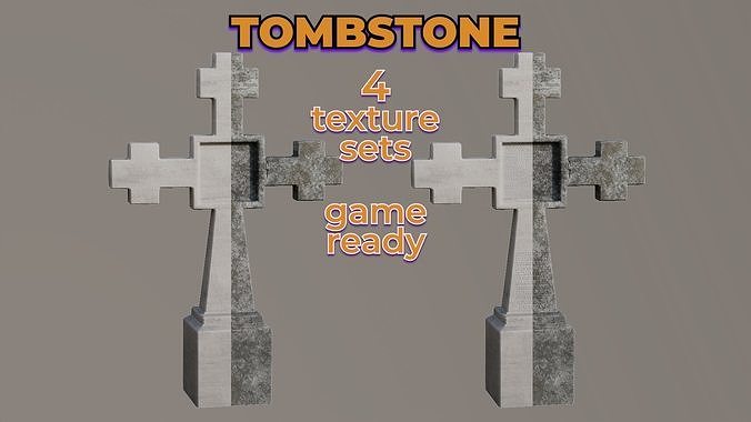Old Dirty Christian Monument tombstone cemetery Low-poly 3D model