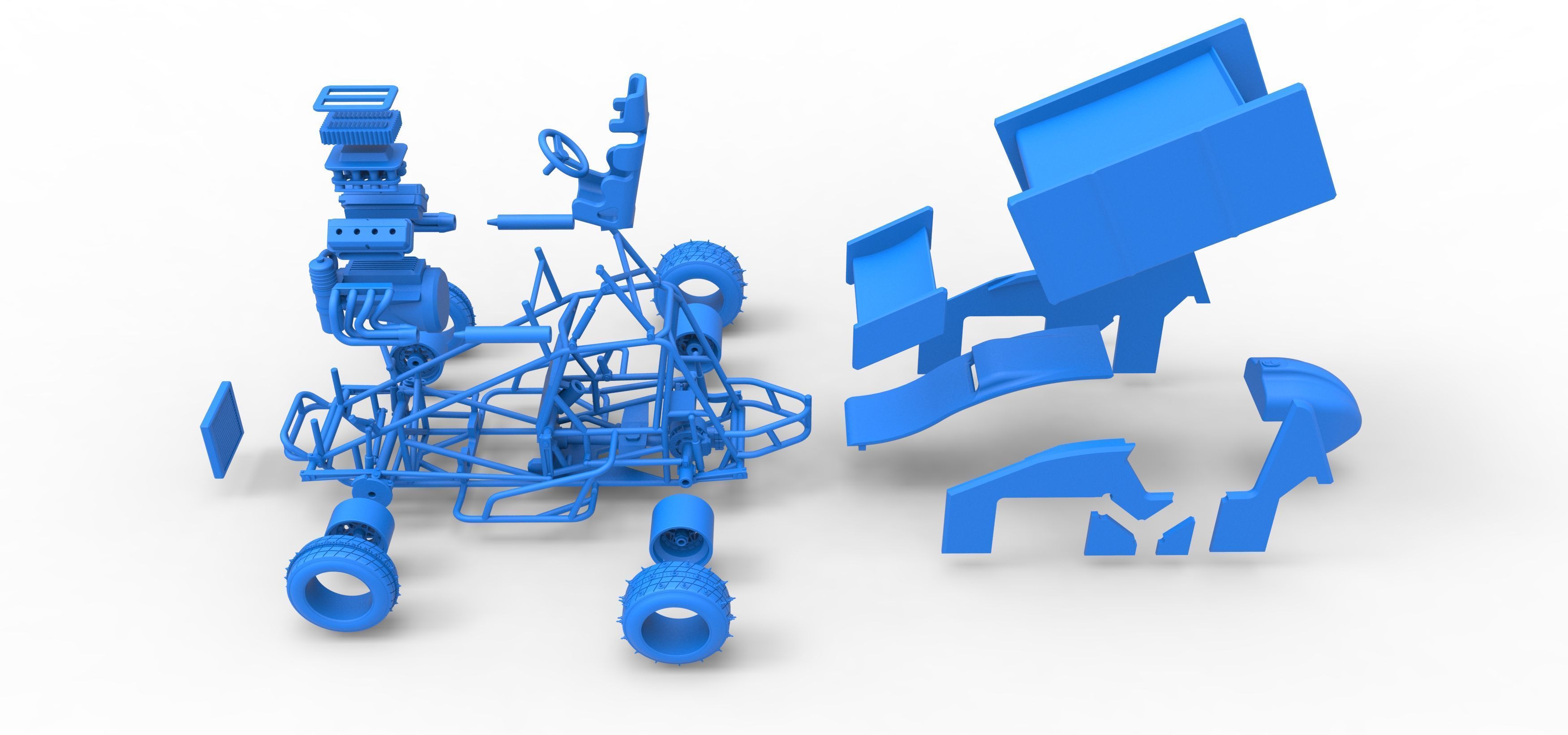 Winged Sprint car for Ice Scale 1 to 25 3D print model_60