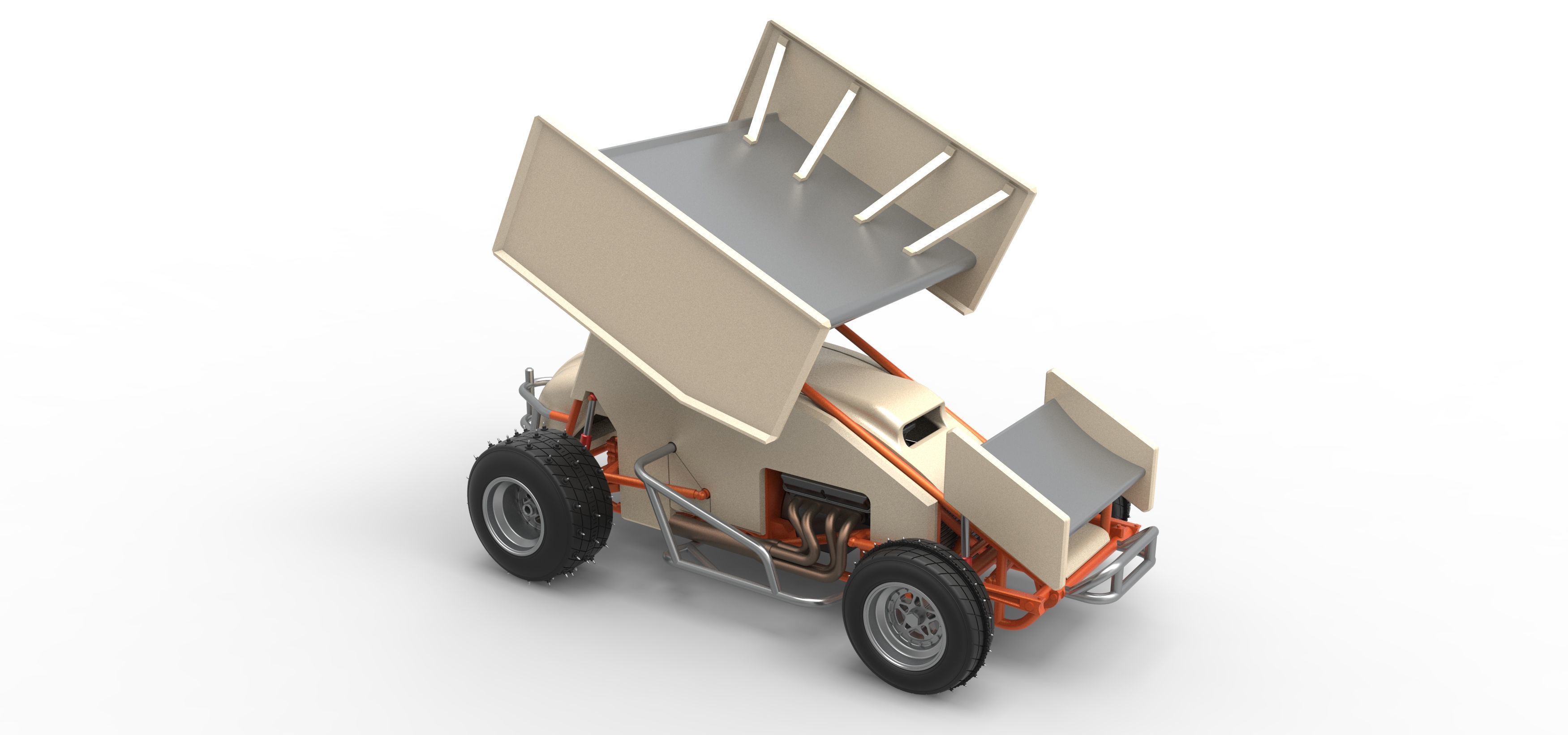 Winged Sprint car for Ice Scale 1 to 25 3D print model_24