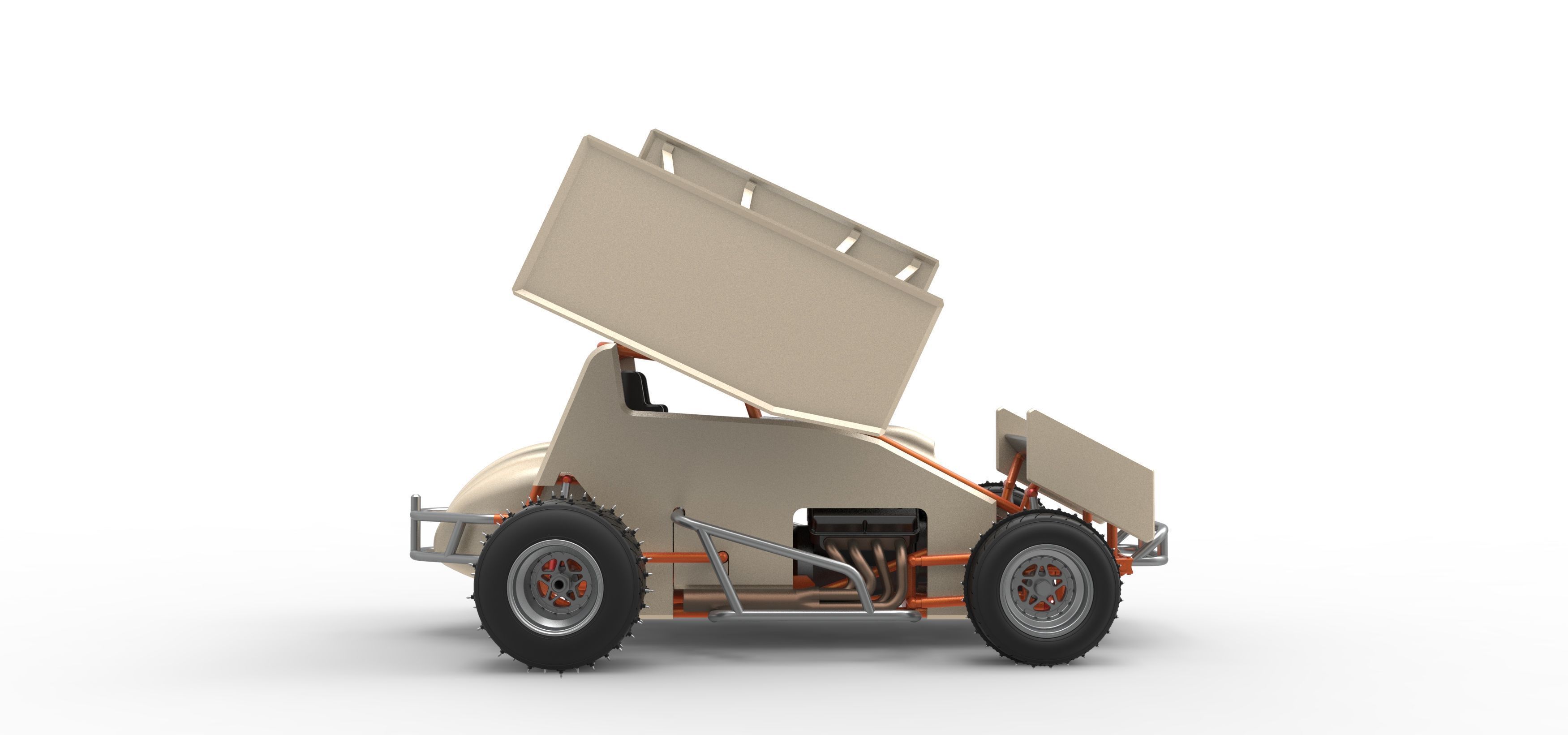 Winged Sprint car for Ice Scale 1 to 25 3D print model_22