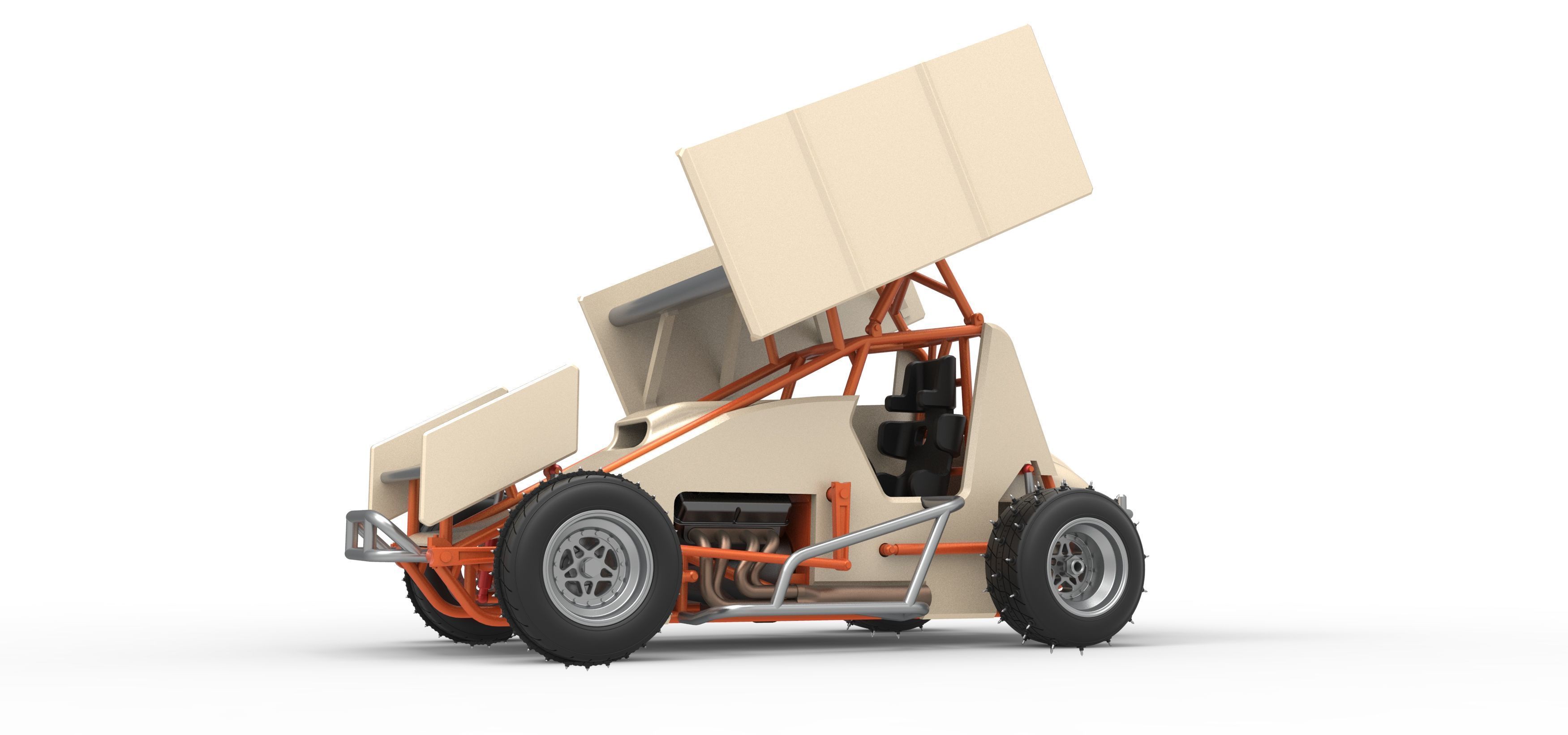 Winged Sprint car for Ice Scale 1 to 25 3D print model_2
