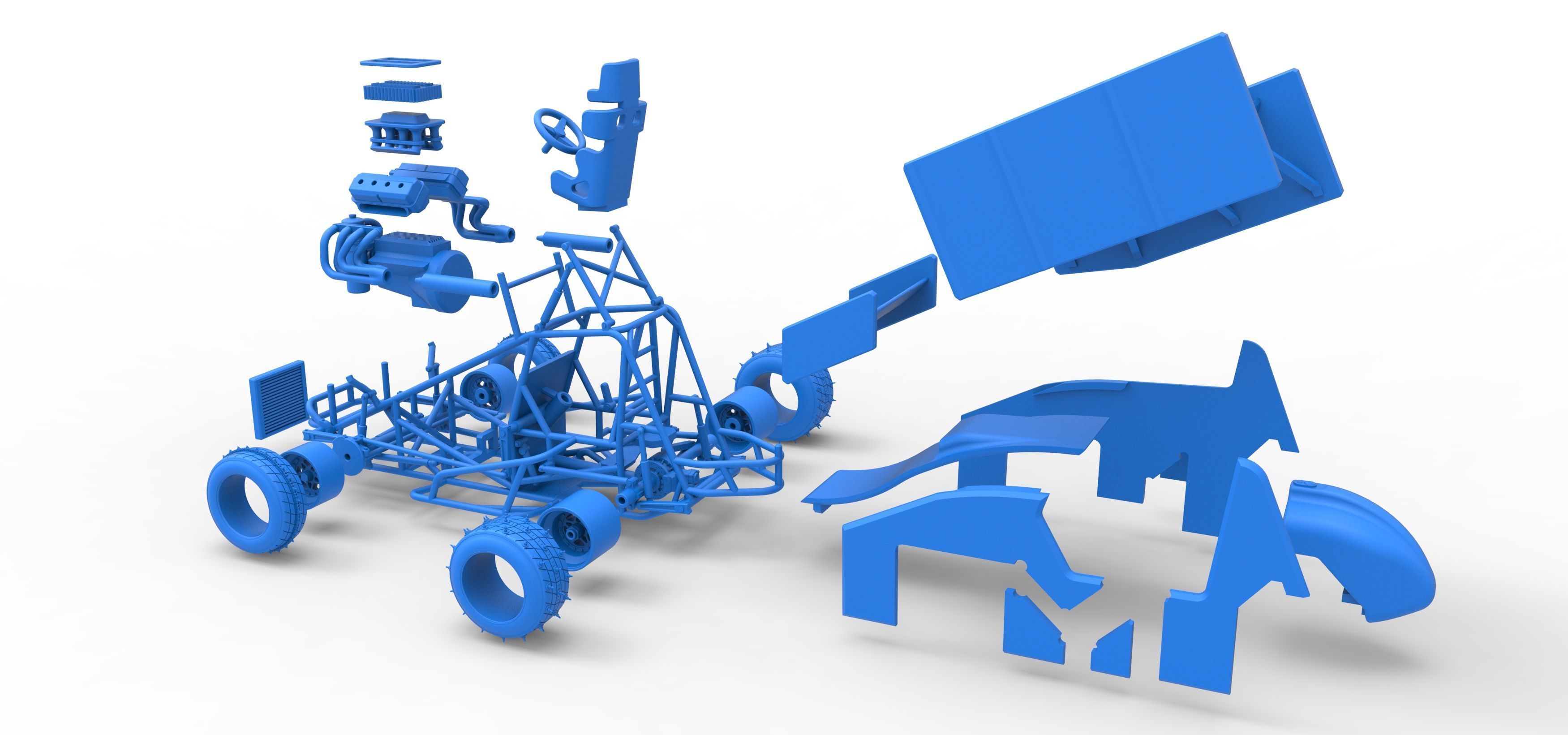 Winged Sprint car for Ice Scale 1 to 25 3D print model_61