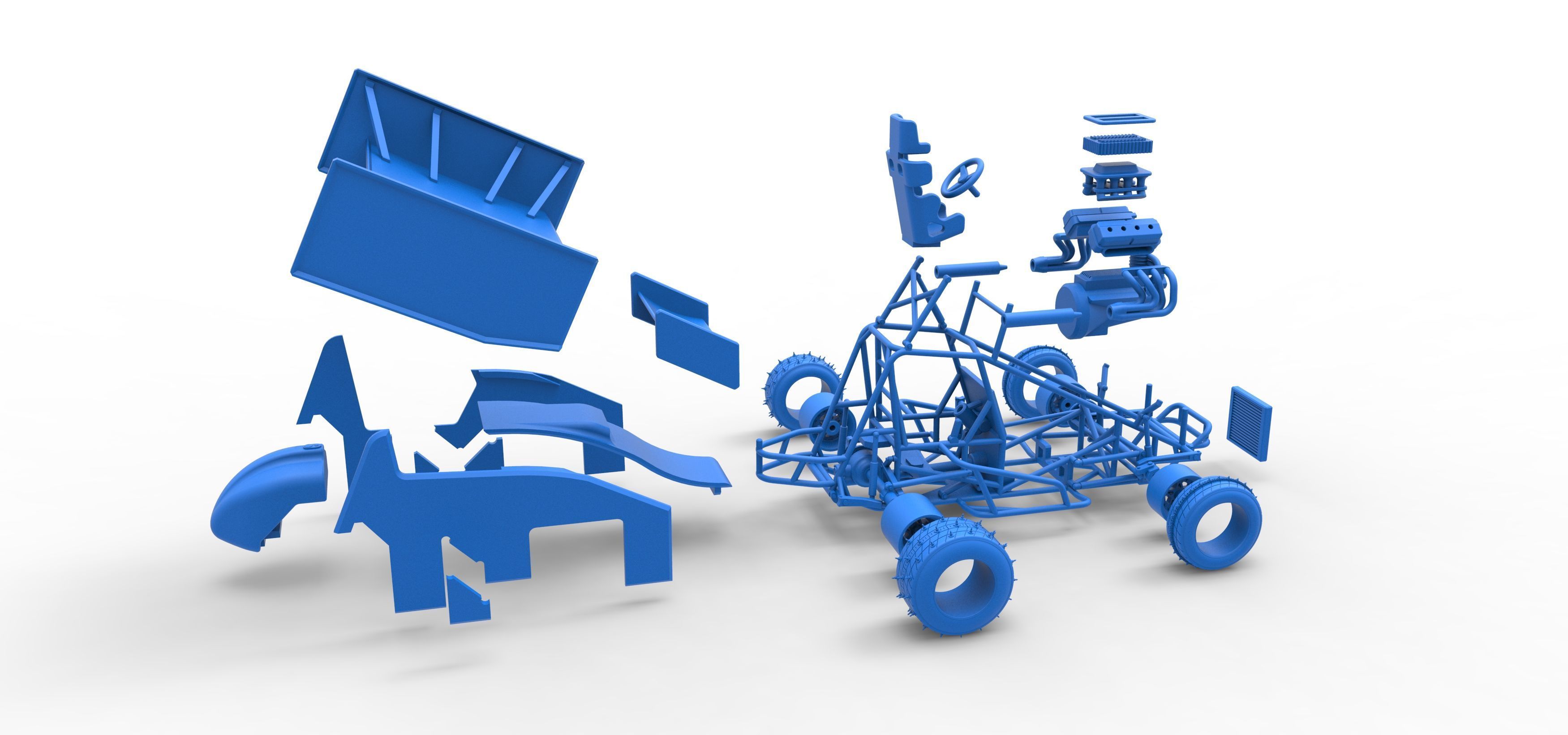 Winged Sprint car for Ice Scale 1 to 25 3D print model_64