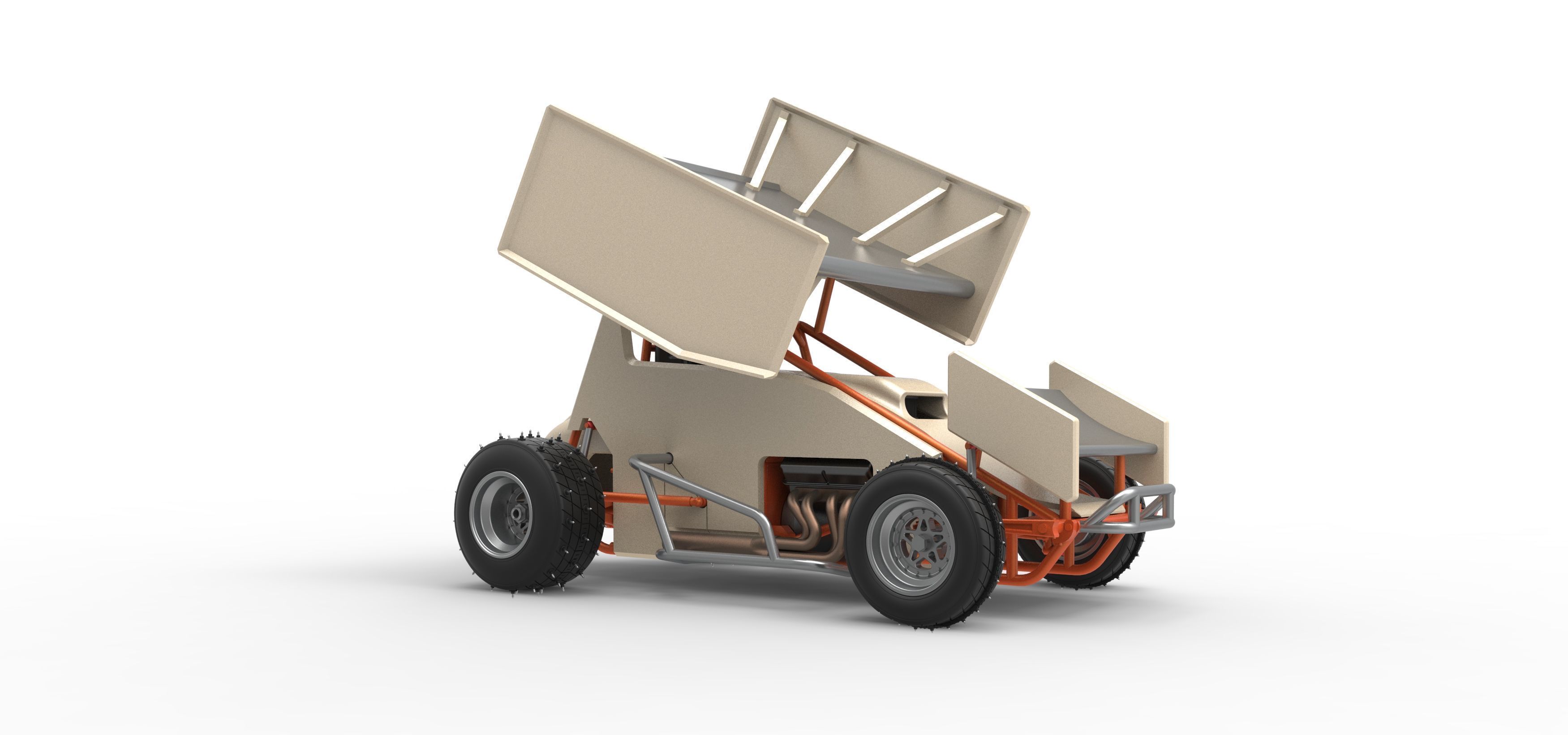 Winged Sprint car for Ice Scale 1 to 25 3D print model_25