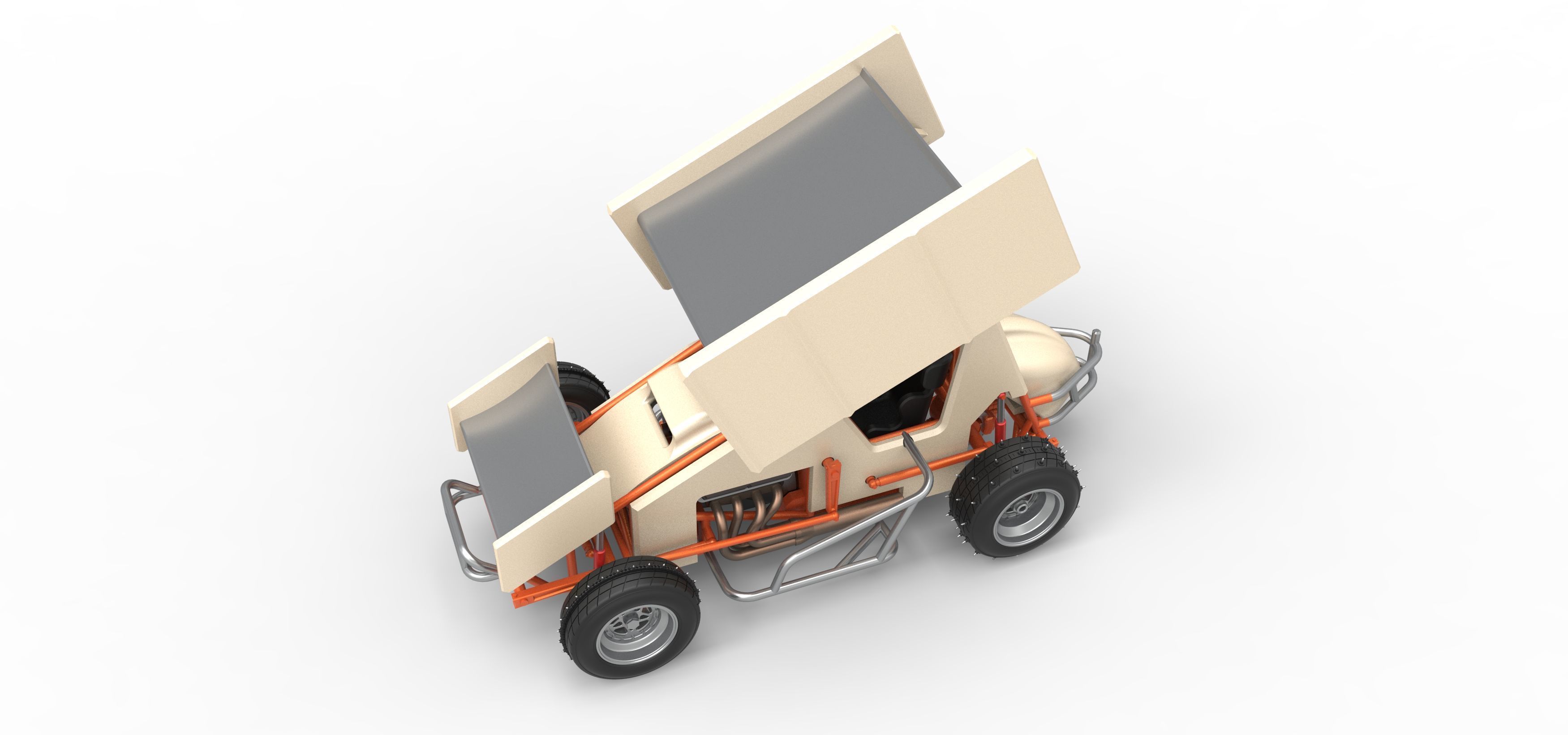 Winged Sprint car for Ice Scale 1 to 25 3D print model_4