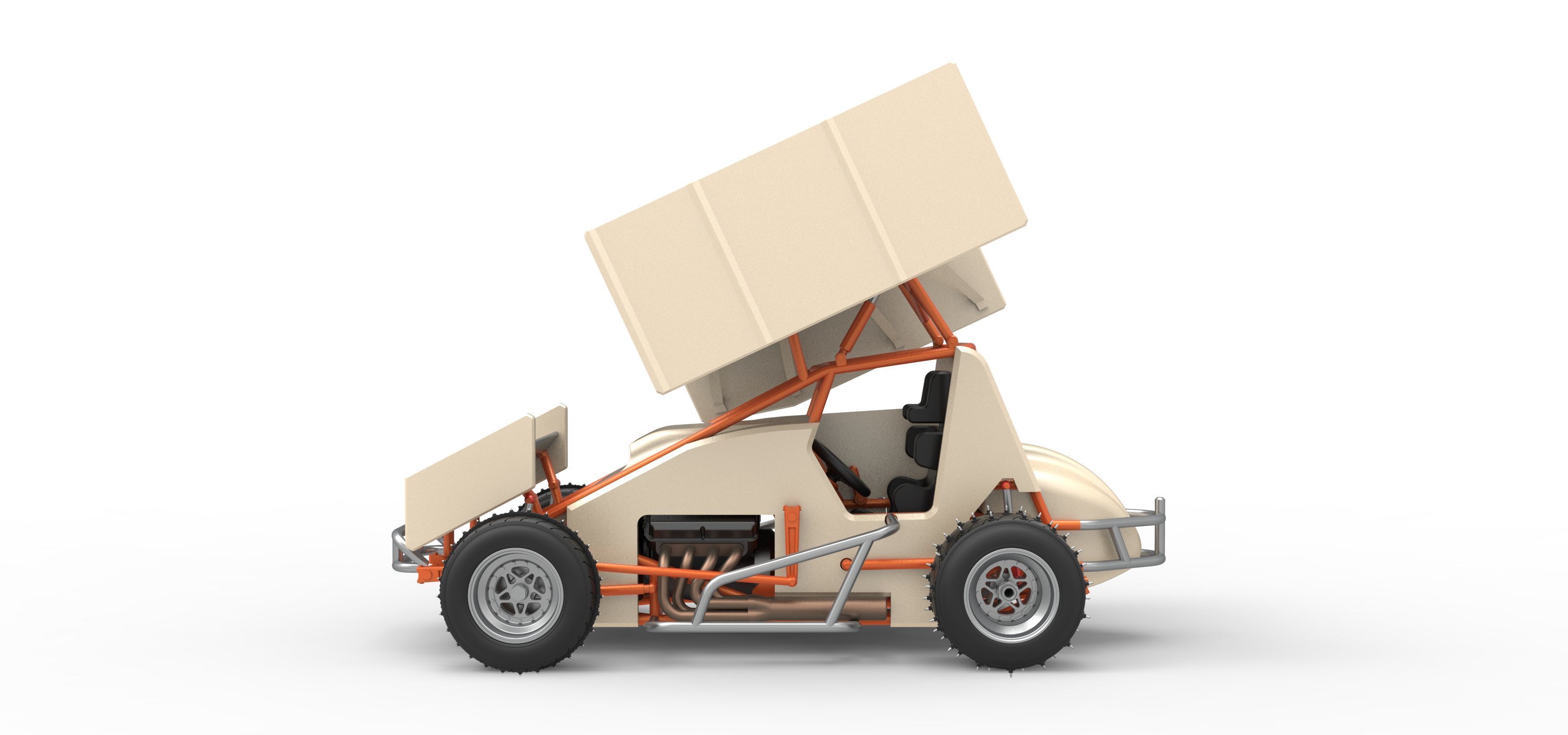 Winged Sprint car for Ice Scale 1 to 25 3D print model_9