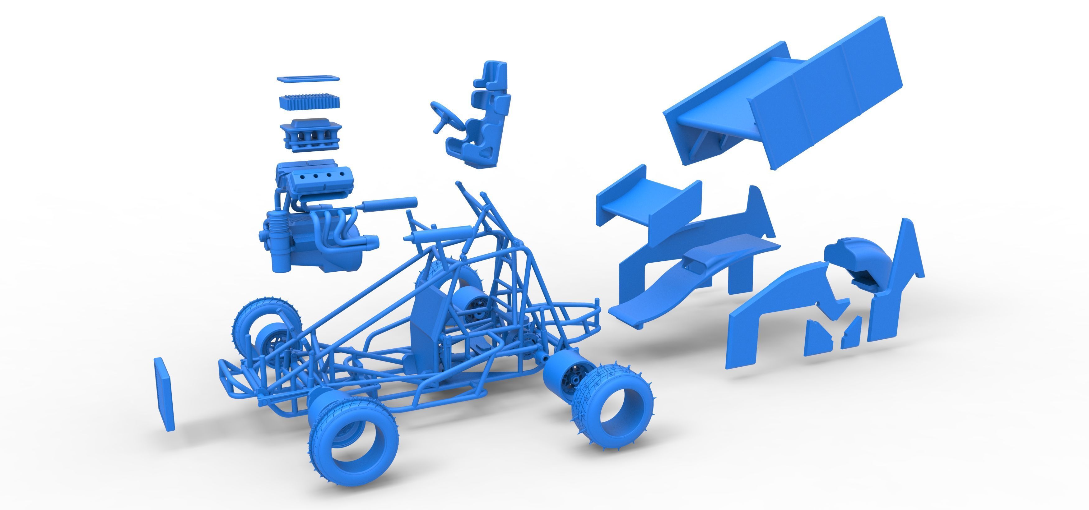 Winged Sprint car for Ice Scale 1 to 25 3D print model_55