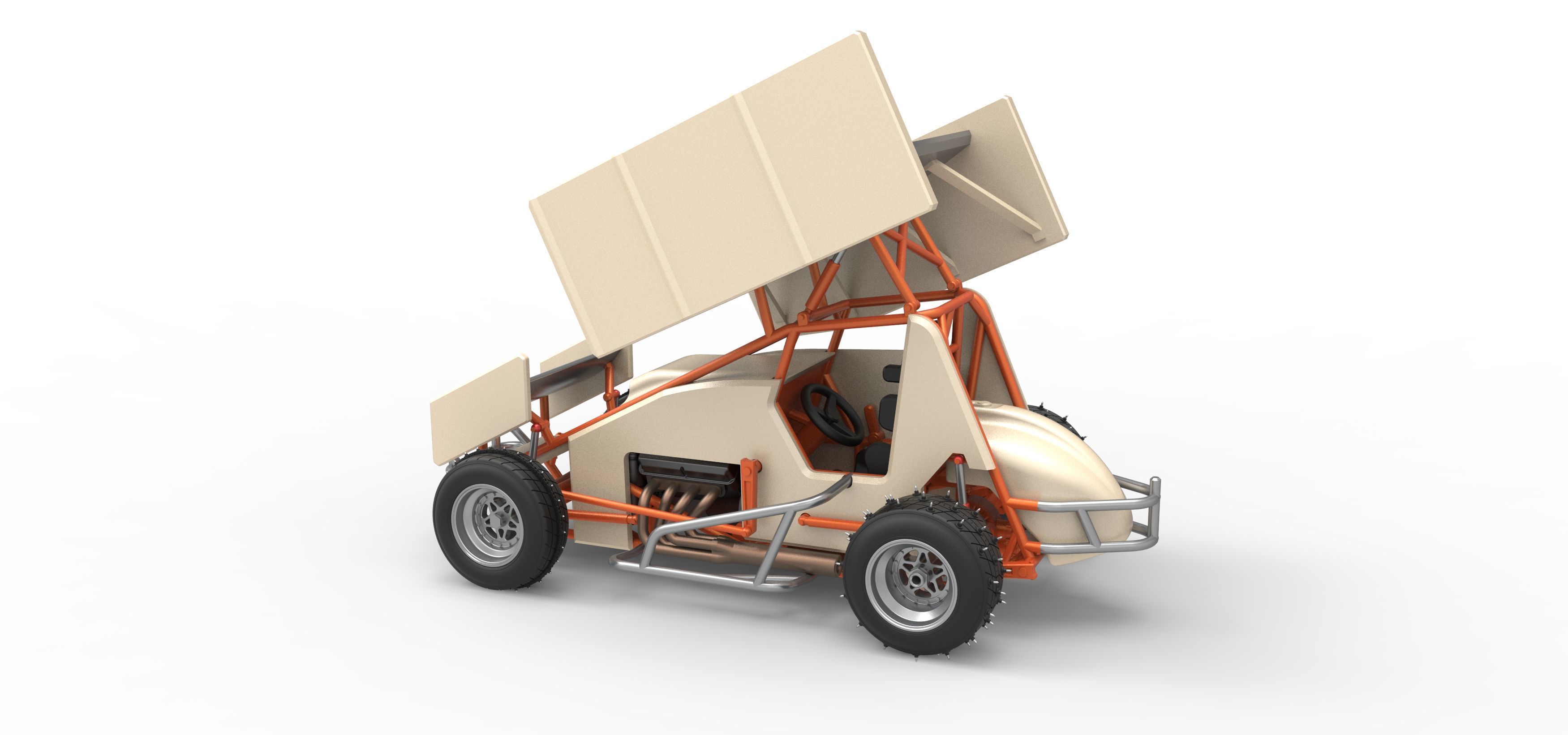 Winged Sprint car for Ice Scale 1 to 25 3D print model_12