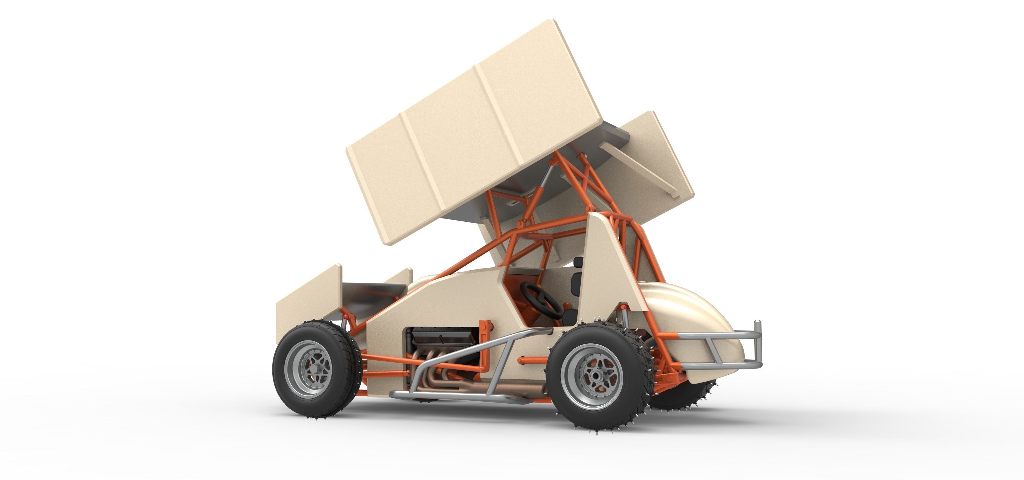 Winged Sprint car for Ice Scale 1 to 25 3D print model_13
