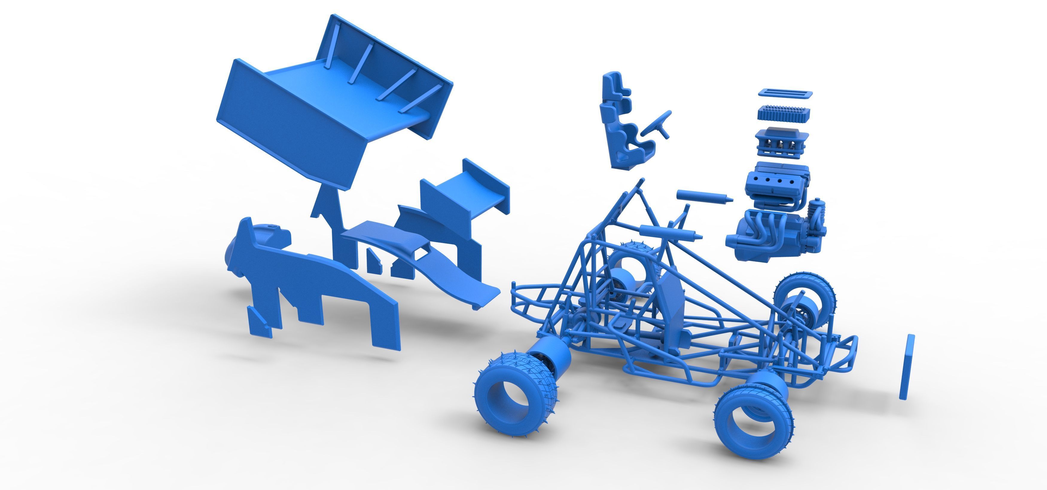 Winged Sprint car for Ice Scale 1 to 25 3D print model_66