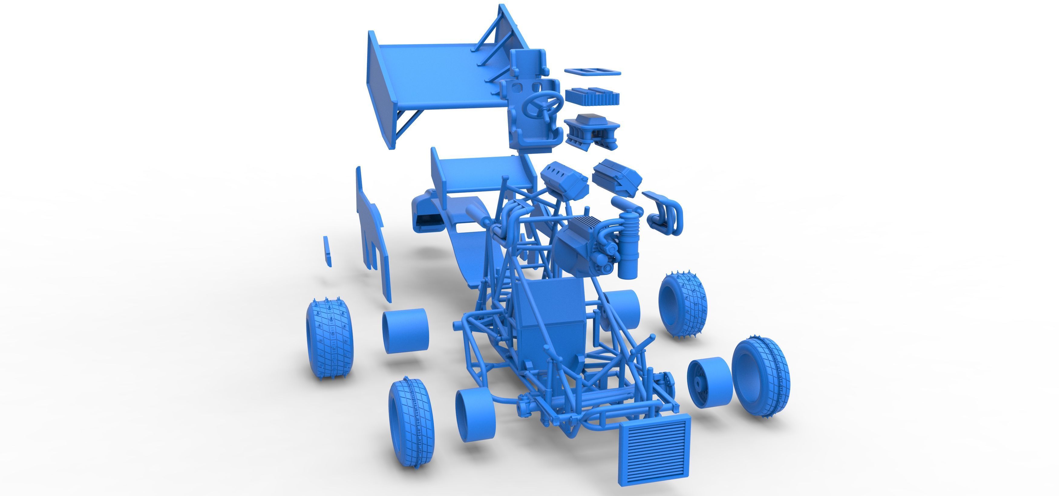Winged Sprint car for Ice Scale 1 to 25 3D print model_67
