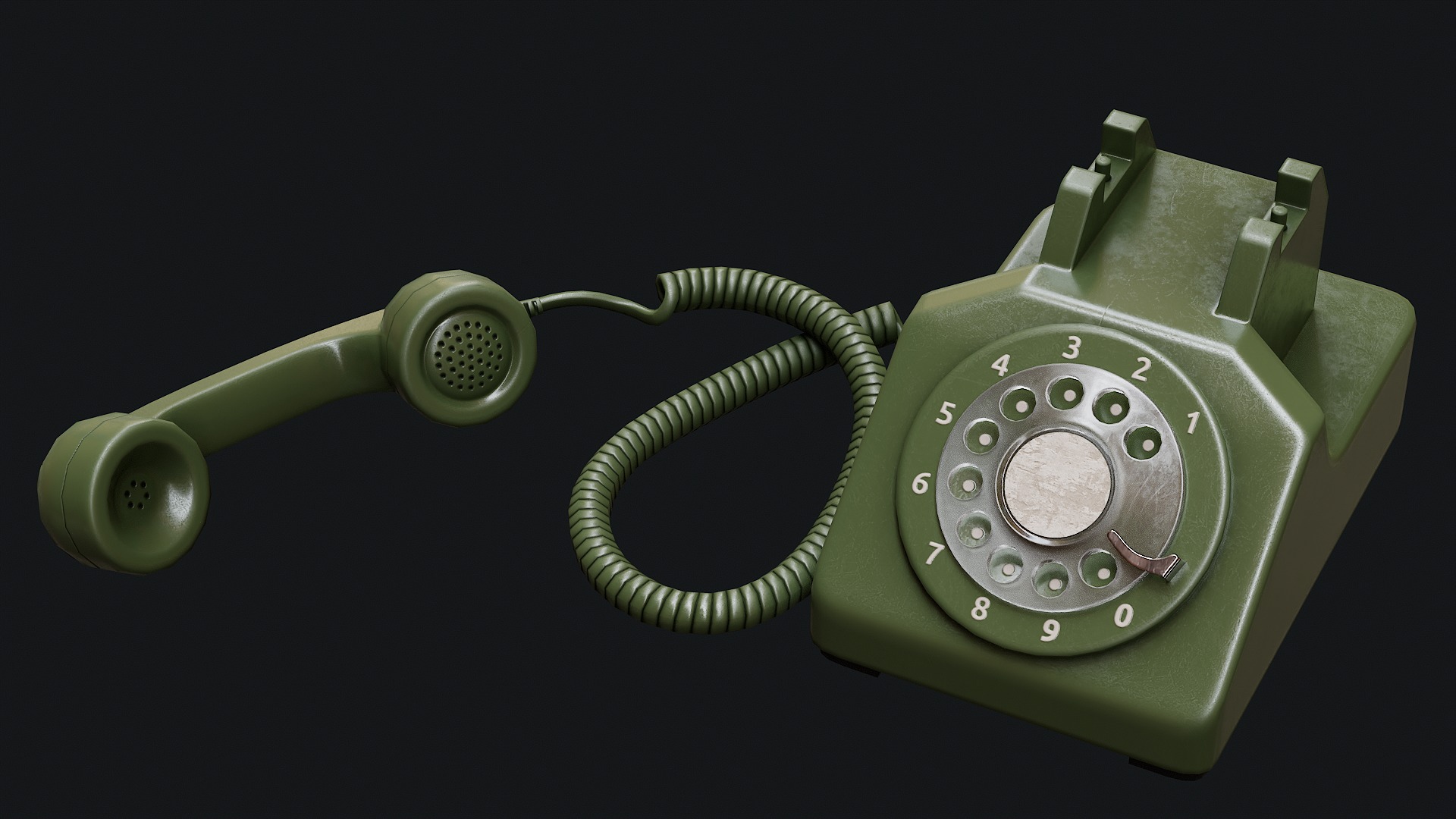 Low Poly PBR Rotary Phone Low-poly 3D model_35