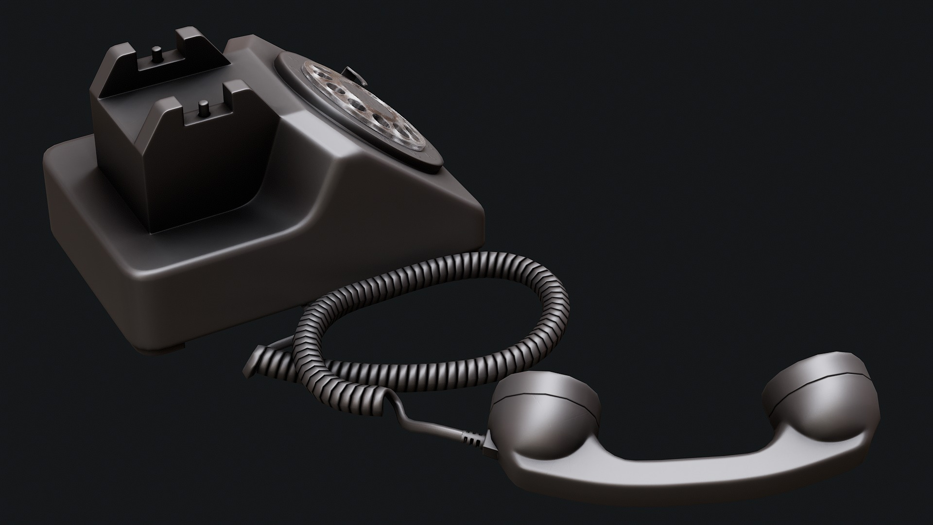Low Poly PBR Rotary Phone Low-poly 3D model_29