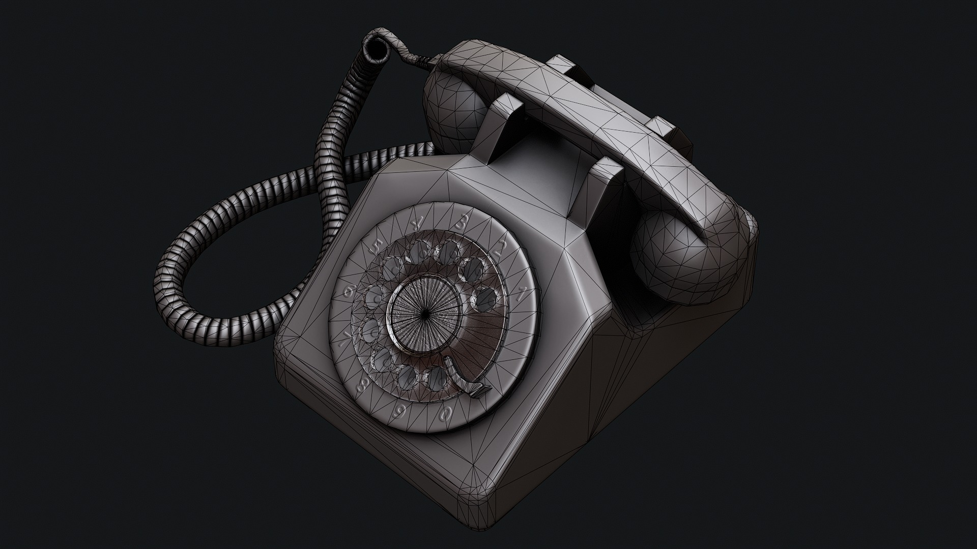 Low Poly PBR Rotary Phone Low-poly 3D model_9