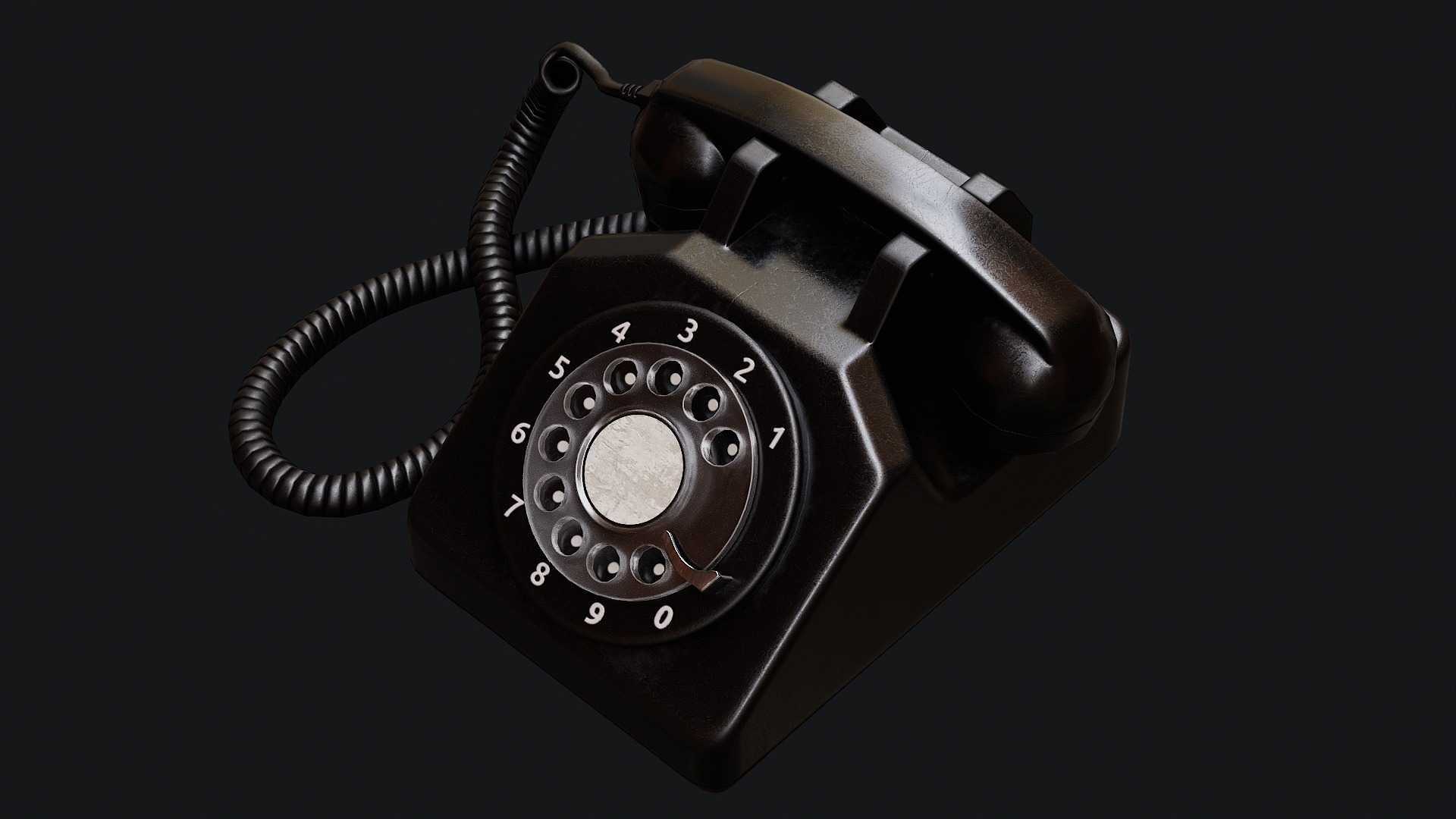 Low Poly PBR Rotary Phone Low-poly 3D model_24