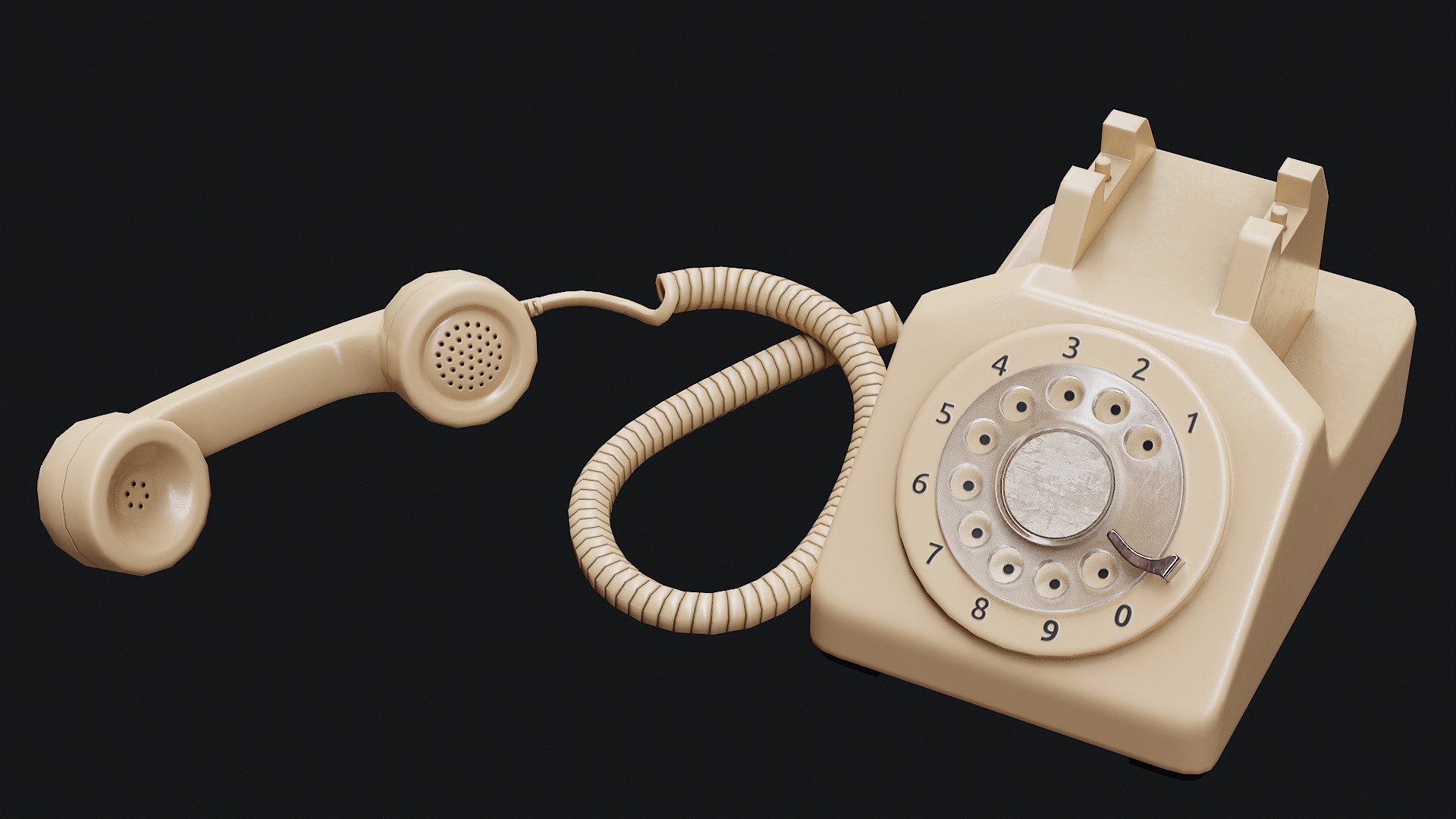Low Poly PBR Rotary Phone Low-poly 3D model_33