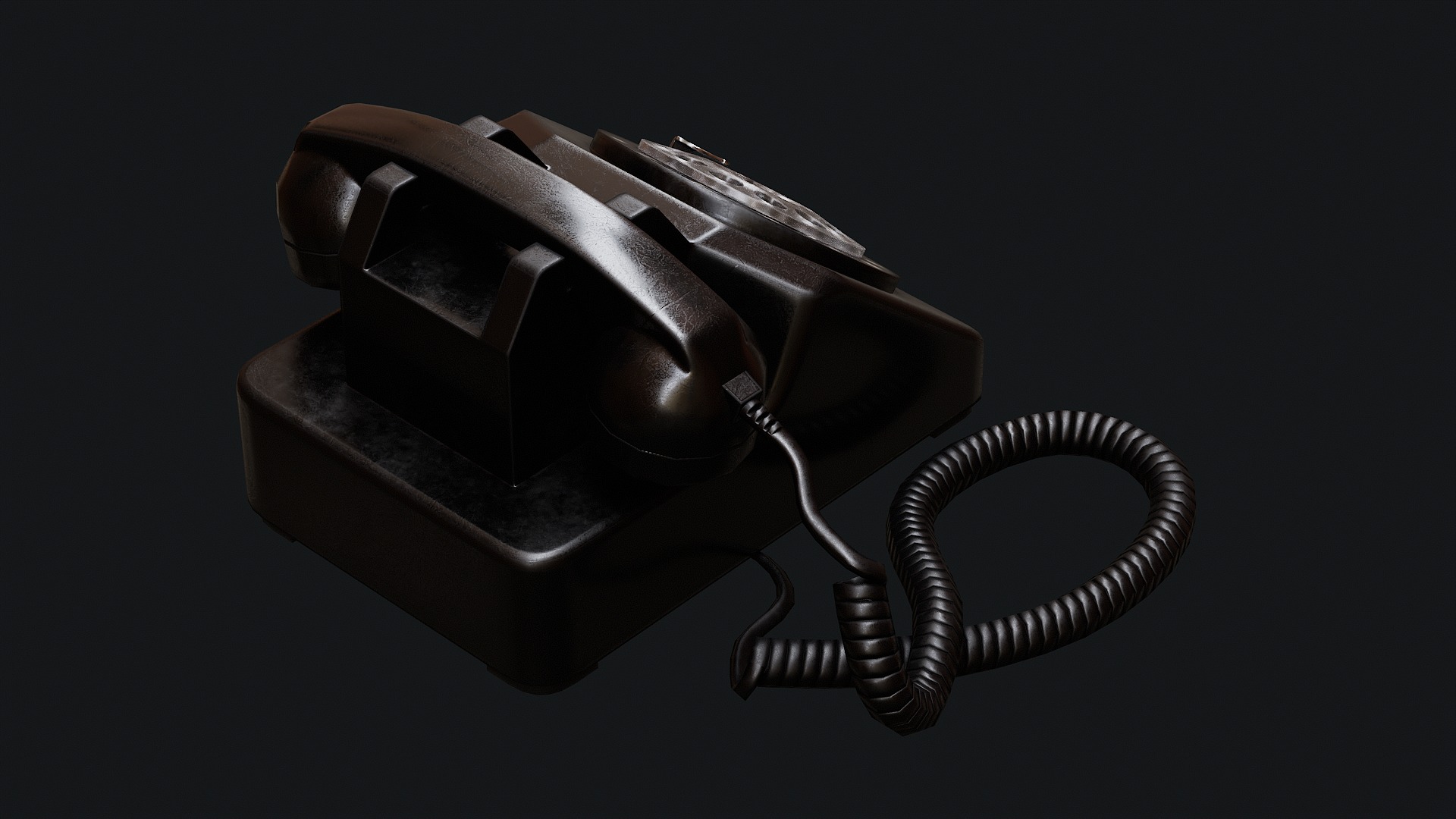 Low Poly PBR Rotary Phone Low-poly 3D model_23