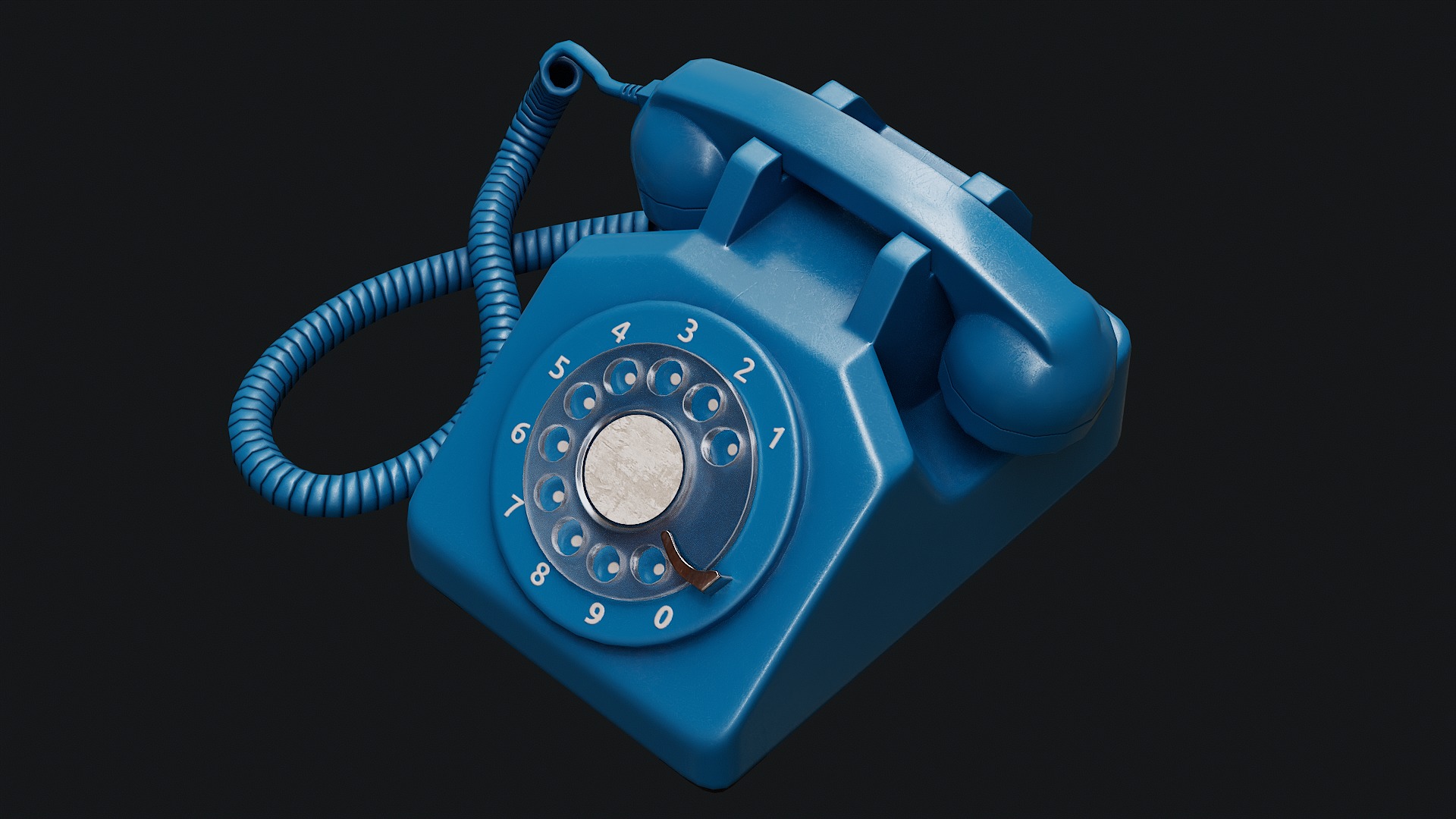 Low Poly PBR Rotary Phone Low-poly 3D model_12
