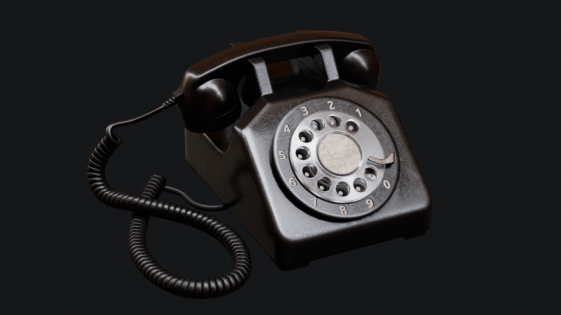 Low Poly PBR Rotary Phone Low-poly 3D model_22